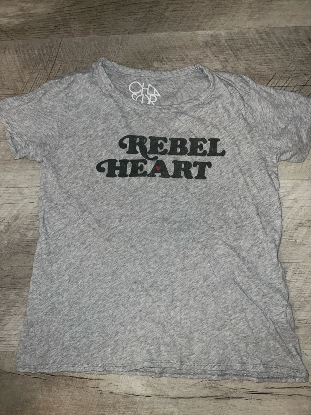 Chaser Gray Tee with “Rebel Heart” Print